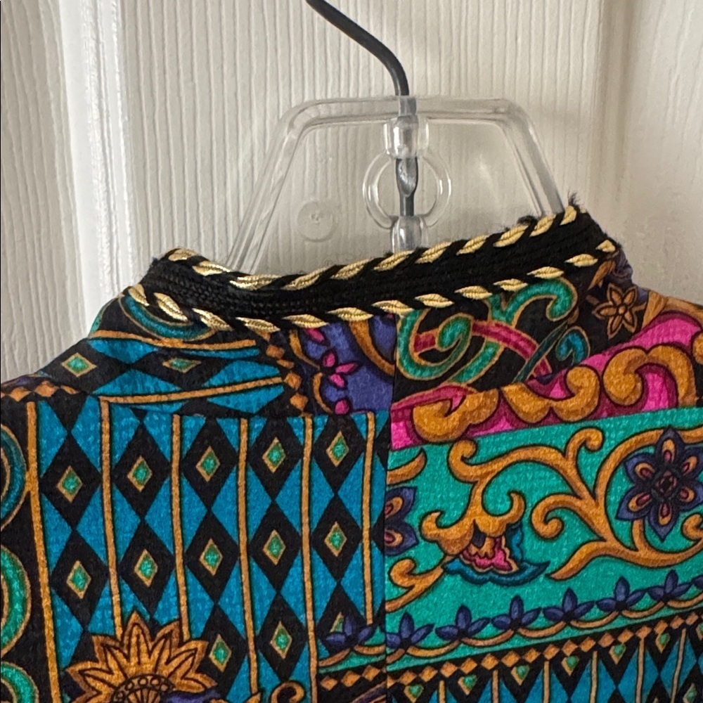 VTG Safe Silk Adrianna Papell Women's Vibrant Patterned Silk Blazer SZ 8P - Picture 5 of 5